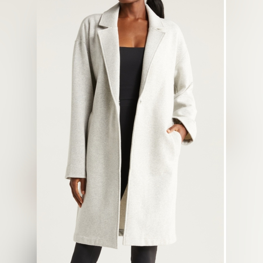Zella Cloud Fleece Longline Blazer GREY LIGHT HEATHER, Size Medium